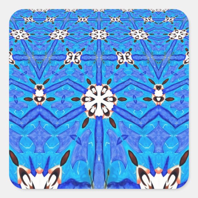 Pegatina Cuadrada estrellas blancas en pegatinas de cuadrícula de ma (Anverso)