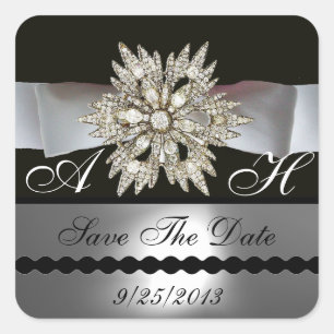 PEGATINA CUADRADA ESTRELLAS DE DIAMOND RIBBON BLANCO NEGRO MONOGRAM