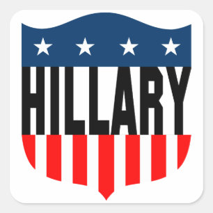 Pegatina Cuadrada estrellas de hillary clinton y rayas