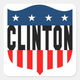 Pegatina Cuadrada estrellas de hillary clinton y rayas