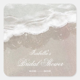 Pegatina Cuadrada Estrellas de mar y conchas Invitación de Despedida