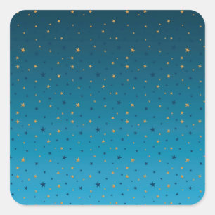 Pegatina Cuadrada Estrellas de oro en azul.