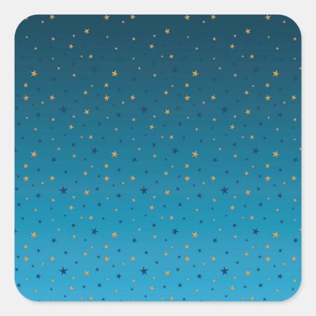 Pegatina Cuadrada Estrellas de oro en azul. (Anverso)