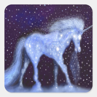Pegatina Cuadrada Estrellas de Unicorn