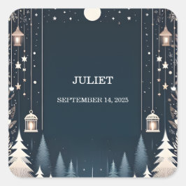 Pegatina Cuadrada Estrellas del Bosque Nieve Brillante Ducha de Novi