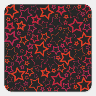 Pegatina Cuadrada Estrellas del rojo y del negro