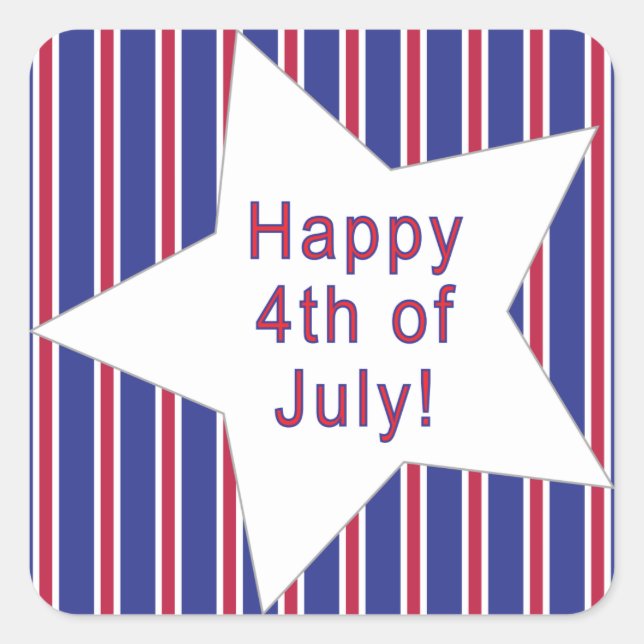 Pegatina Cuadrada Estrellas patrióticas divertidas y divertidas (Anverso)