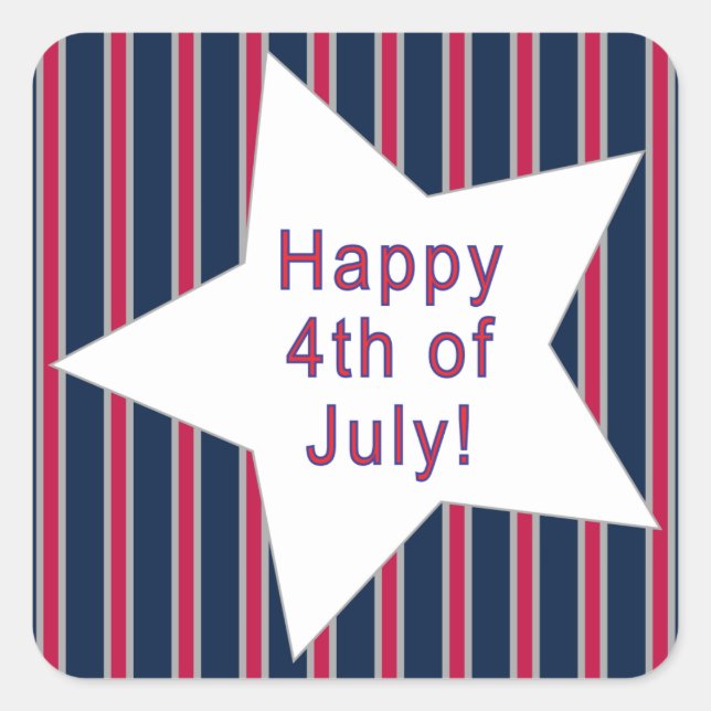 Pegatina Cuadrada Estrellas patrióticas divertidas y divertidas (Anverso)
