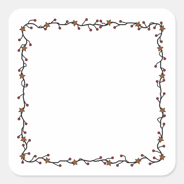 Pegatina Cuadrada Estrellas primitivas, murallas y garabatos (Anverso)