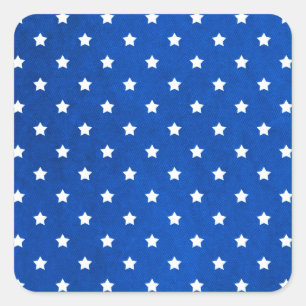 Pegatina Cuadrada Estrellas sobre textura de tela por Shirley Taylor