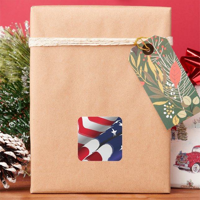 Pegatina Cuadrada Estrellas y rayas de diseño de la bandera estadoun (Subido por el creador)