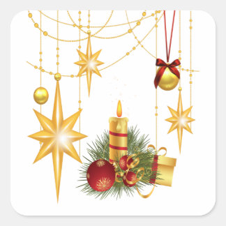 Pegatina Cuadrada Estrellas y velas