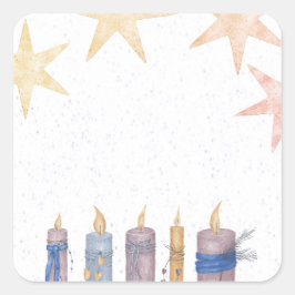 Pegatina Cuadrada Estrellas Y Velas