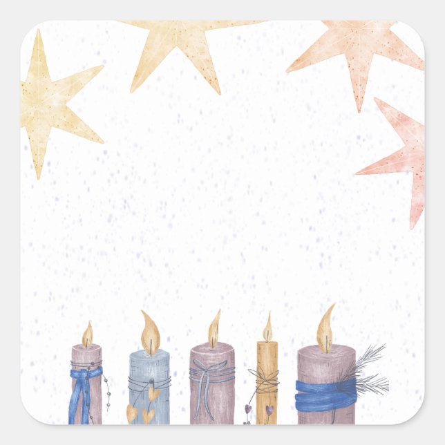 Pegatina Cuadrada Estrellas Y Velas (Anverso)