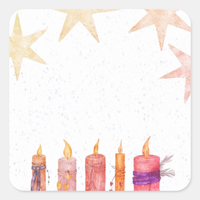 Pegatina Cuadrada Estrellas Y Velas (Anverso)