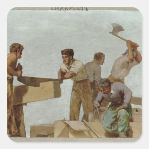 Pegatina Cuadrada Estructura de madera