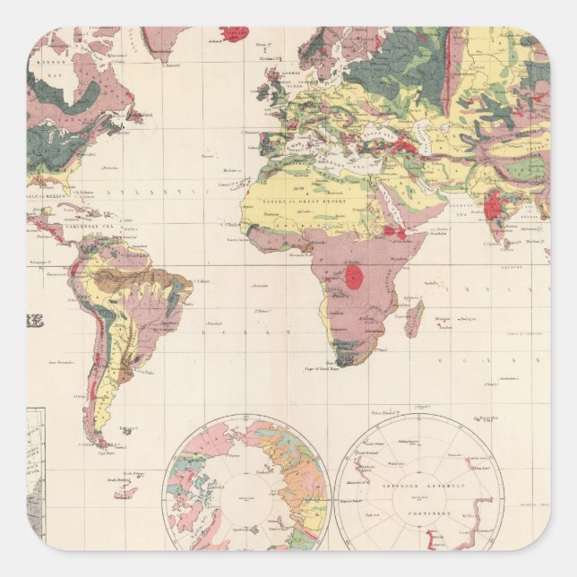 Pegatina Cuadrada Estructura geológica del globo (Anverso)