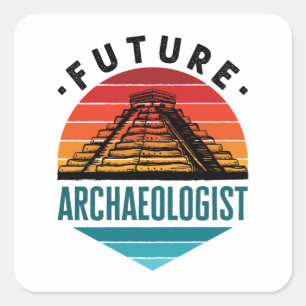 Pegatina Cuadrada Estudiante de arqueología del futuro arqueólogo