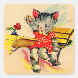 Pegatina Cuadrada estudiante de gatito kitten