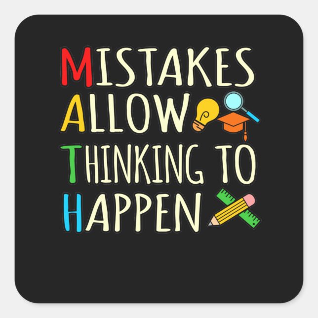 Pegatina Cuadrada Estudiante de matemáticas equivoca profesor de mat (Anverso)