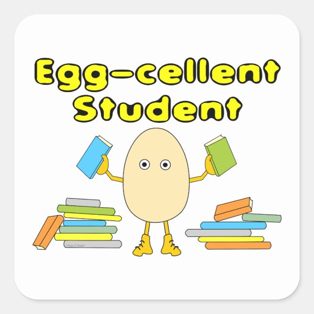 Pegatina Cuadrada Estudiante Eggcellent (Anverso)