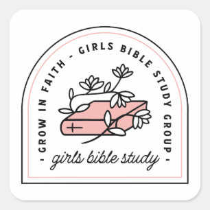 Pegatina Cuadrada Estudio bíblico de chicas grupo de lectura de adol