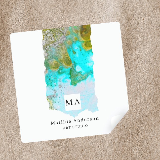 Pegatina Cuadrada Estudio de artista gráfico con Purpurina de tinta  (Subido por el creador)