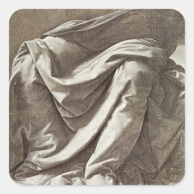 Pegatina Cuadrada Estudio de drenaje para una figura sentada, c.1475 (Anverso)