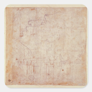 Pegatina Cuadrada Estudio de la cabeza, 1525-26