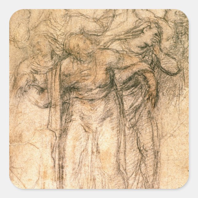 Pegatina Cuadrada Estudio de las mujeres de duelo (Anverso)