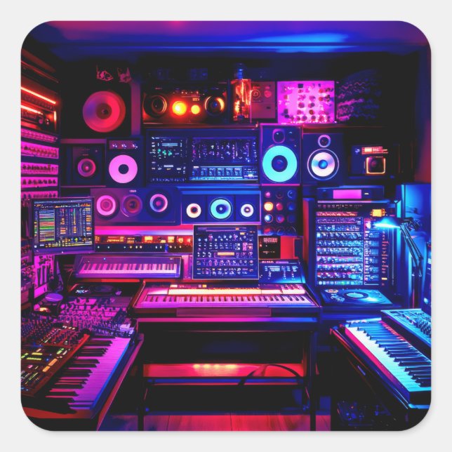 Pegatina Cuadrada Estudio de Música (Anverso)