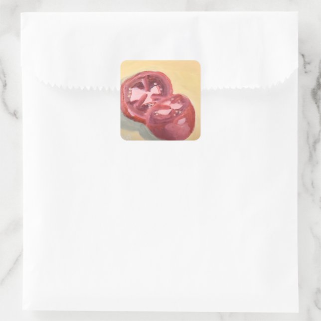 Pegatina Cuadrada Estudio de Tomate (Bolso)
