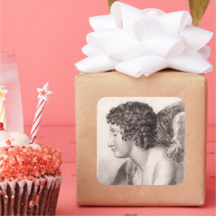 Pegatina Cuadrada Estudio de un ángel (aproximadamente 1819-1881)