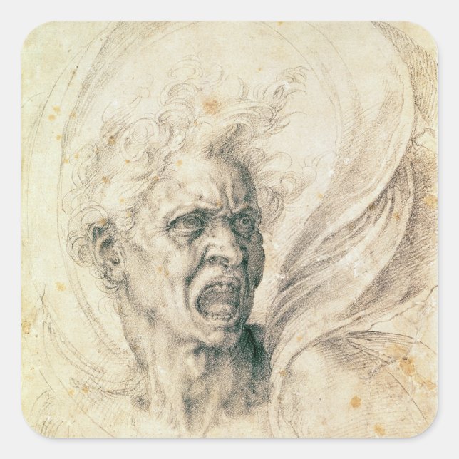 Pegatina Cuadrada Estudio de un hombre gritando (Anverso)