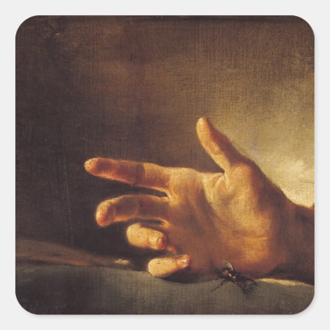 Pegatina Cuadrada Estudio de una mano (Anverso)