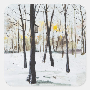 Pegatina Cuadrada Estudio Ohlsdorf 2013 de la caja de pájaro