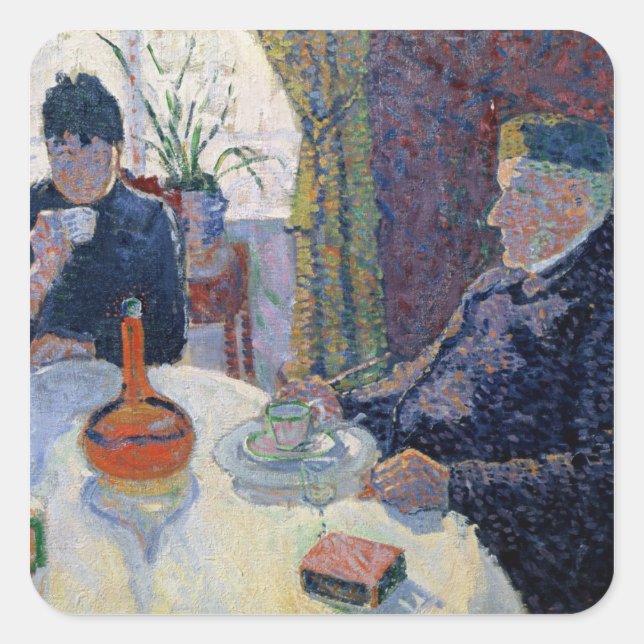 Pegatina Cuadrada Estudio para el comedor, c.1886 (Anverso)