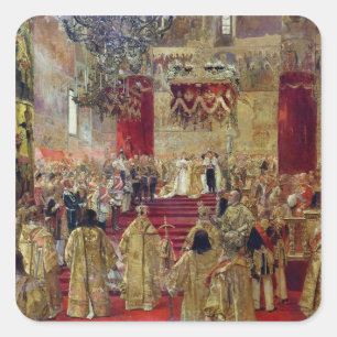 Pegatina Cuadrada Estudio para la coronación del Zar Nicolás II