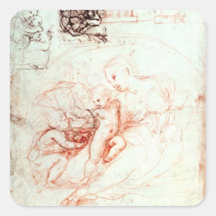 Pegatina Cuadrada Estudio para Madonna Alba, c.1508-09