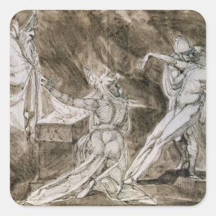 Pegatina Cuadrada Estudio para "Saul y la bruja del enemigo"