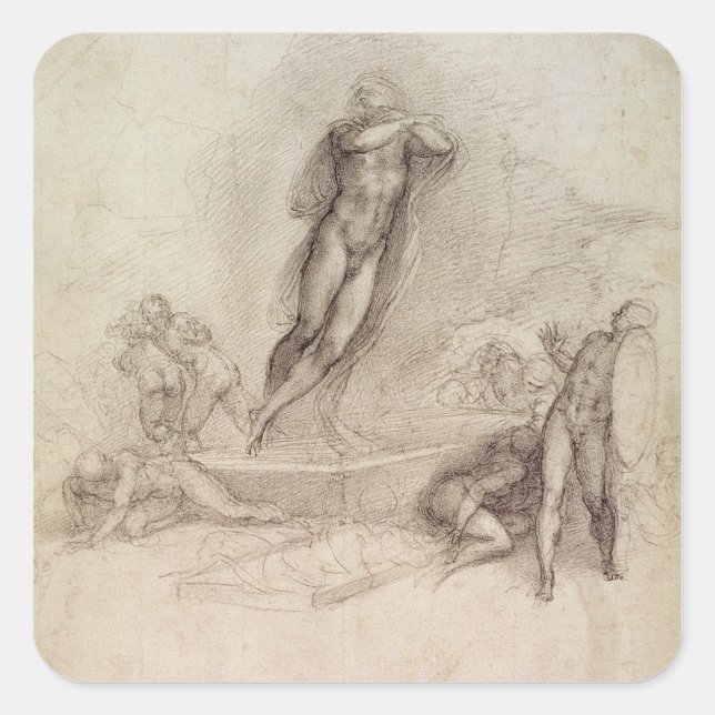 Pegatina Cuadrada Estudio para una Ascensión (Anverso)