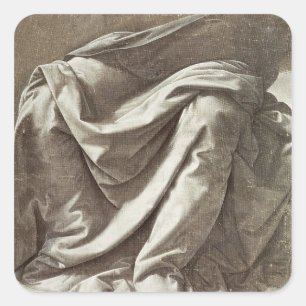 Pegatina Cuadrada Estudio para una figura asentada, c.1475-80 de la