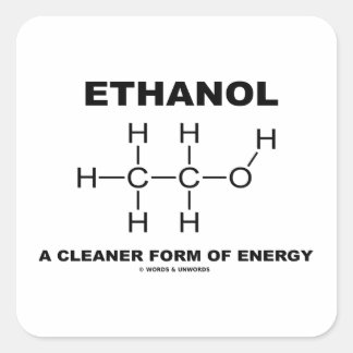 Pegatina Cuadrada Etanol Una Forma De Energía Más Limpia (Molécula)