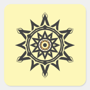 Pegatina Cuadrada Eterna armonía Mandala — Geometría divina en oro