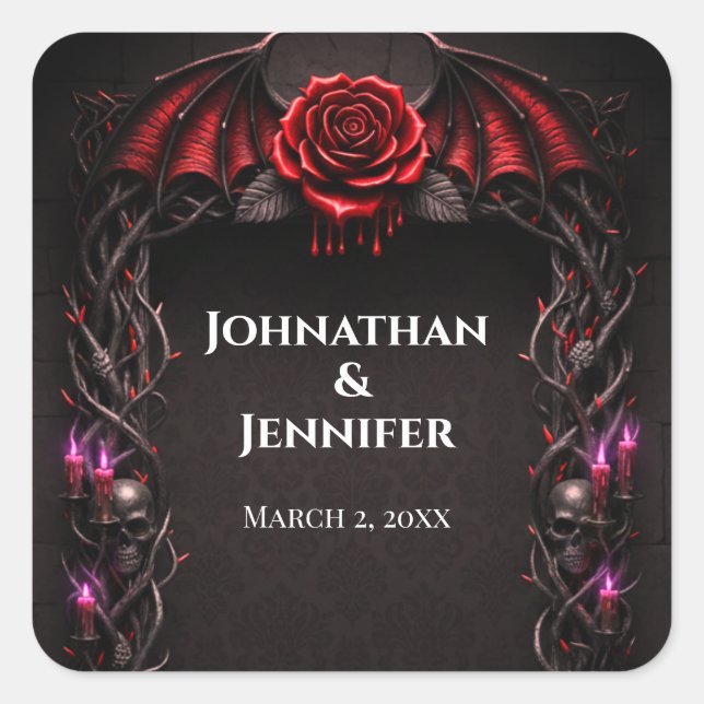 Pegatina Cuadrada Eternal Night Gothic Vampire Wedding Dark Romance  (Anverso)