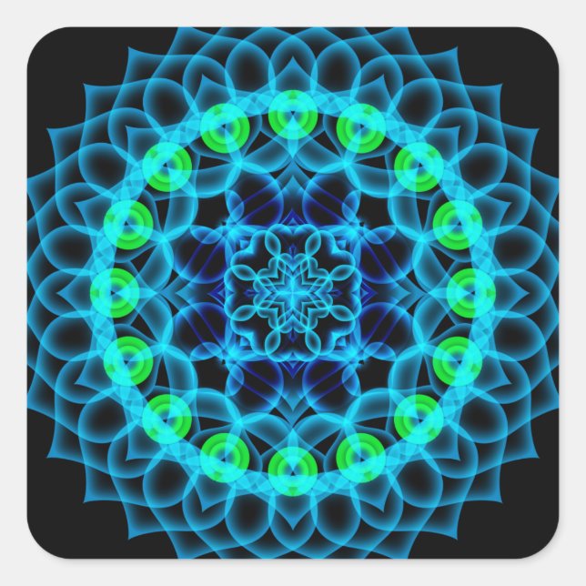 Pegatina Cuadrada Ethereal Lotus Mandala (Anverso)