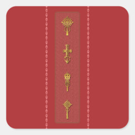 Pegatina Cuadrada Ethiopian Orthodox Crosses – Gold on Red