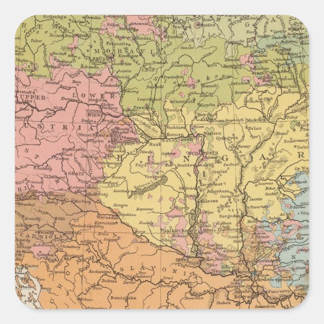 Pegatina Cuadrada Ethnog Austria Hungría (Anverso)