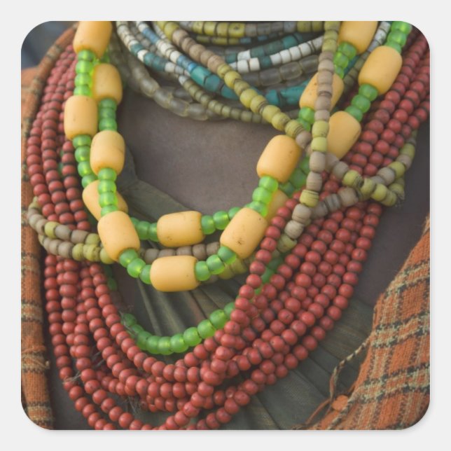 Pegatina Cuadrada Etiopía: Cuenca del río Omo bajo, Delta Omo, (Anverso)