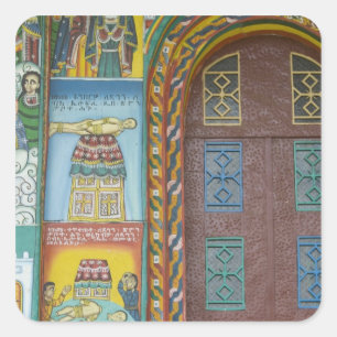 Pegatina Cuadrada Etiopía: región de Tigray, Axum, Christ Church,